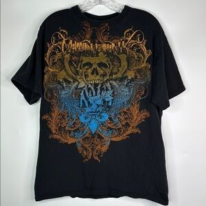 Vintage Miami Ink Skulls Graphic Print Ink Black Tshirt Size Large Y2K